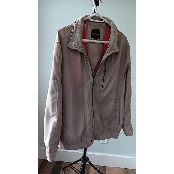 Large Men's Logan Hill Jacket Beige With Red Accents Windbreaker Coat - Picture 3 of 16